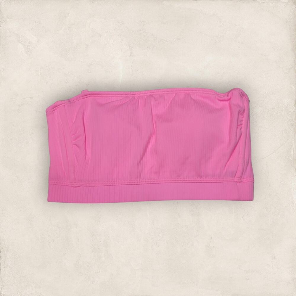 Xhilaration Pink Ribbed Longline Bandeau Bikini Top Size S